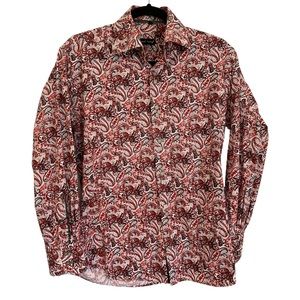 Jared Lang Paisley Print Button Up Shirt Square Metal Buttons Men’s Small